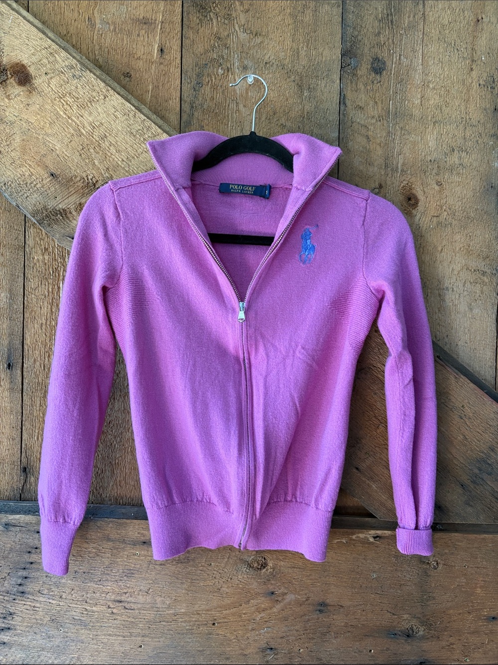 Polo Ralph Lauren Women's Fuchsia Zip-Front Knit Cardigan